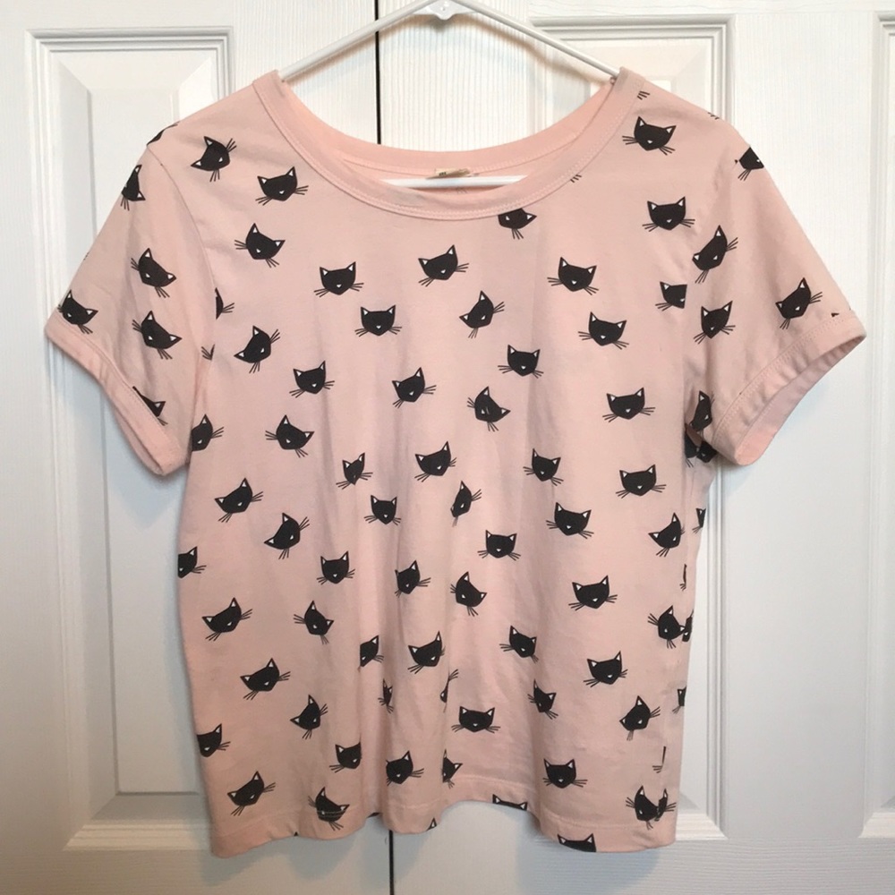 😻cat print crop top😻